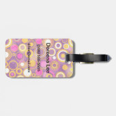Violet Polka Dot Pattern Bagagelabel (Achterkant horizontaal)