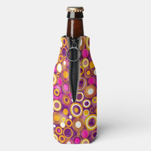 Violet Polka Dot Pattern Flesjeskoeler (Fles Achterkant)