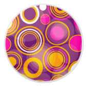 Violet Polka Dot Pattern Keramische Knop (Voorkant)