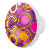 Violet Polka Dot Pattern Keramische Knop (Rechts)