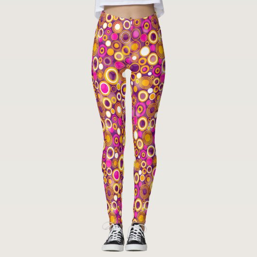 Violet Polka Dot Pattern Leggings (Voorkant)