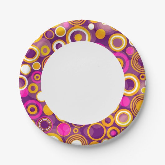 Violet Polka Dot Pattern Papieren Bordje (Voorkant)