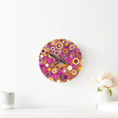Violet Polka Dot Pattern Ronde Klok (Huis)