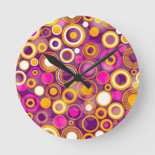 Violet Polka Dot Pattern Ronde Klok