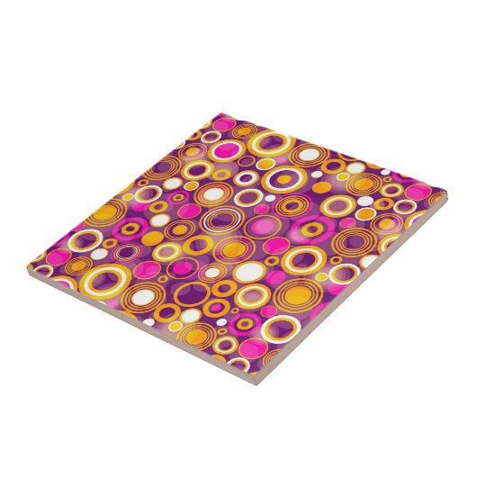 Violet Polka Dot Pattern Tegeltje (Zijkant)