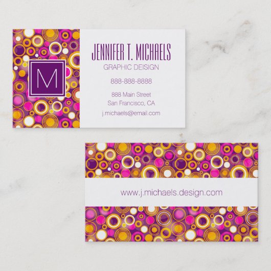 Violet Polka Dot Pattern Visitekaartje (Voorkant / Achterkant)