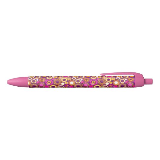 Violet Polka Dot Pattern Zwarte Inkt Pen (Bovenkant)