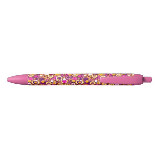Violet Polka Dot Pattern Zwarte Inkt Pen (Achterkant)