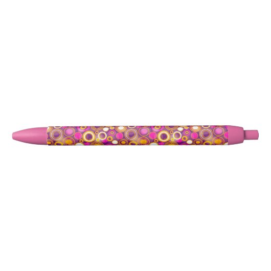 Violet Polka Dot Pattern Zwarte Inkt Pen (Voorkant)