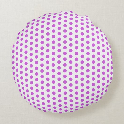 Violet Polka Dots Paarse Wit Custom Kleuren Schatt Rond Kussen (Achterkant)