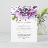 Violet Poppy Bloemen Bruiloft Beperkte Gastlijst Aankondiging (Staand voorkant)