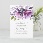 Violet Poppy Floral online virtueel huwelijk Kaart (Staand voorkant)