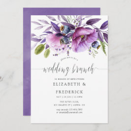 Violet Poppy Floral Wedding Brunch Uitnodiging