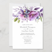 Violet Poppy Floral Wedding Magnetische Uitnodiging (Voorkant)