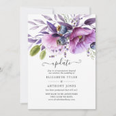 Violet Poppy Floral Wedding Update Kaart (Voorkant)