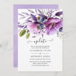 Violet Poppy Floral Wedding Update Kaart