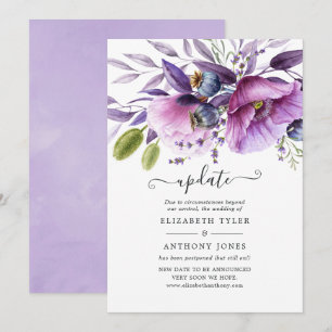 Violet Poppy Floral Wedding Update Kaart