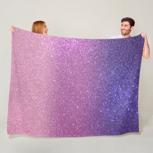 Violet Princess Blush Pink Triple Glitter Ombre Fleece Deken (In situ)