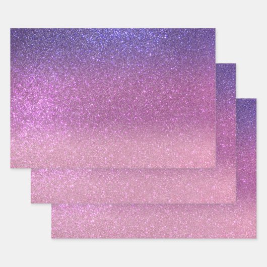 Violet Princess Blush Pink Triple Glitter Ombre Inpakpapier Vel (Set)