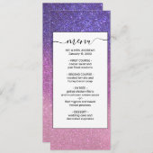 Violet Princess Blush Pink Triple Glitter Ombre Menu (Voorkant / Achterkant)