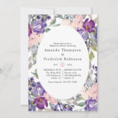Violet, pruimer en blush Floral repesal Dinner Kaart (Voorkant)