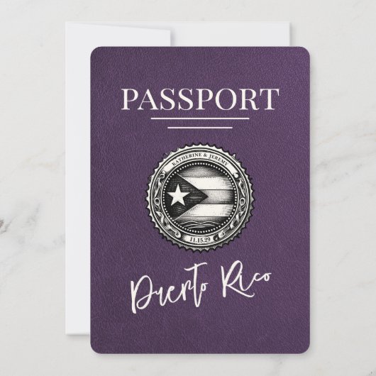 Violet Puerto Rico Paspoort Uitnodiging voor het H (Achterkant)