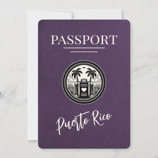 Violet Puerto Rico Passport Save The Date (Voorkant)