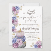 Violet Pumpkin Flowers blaast Baby shower Kaart (Voorkant)
