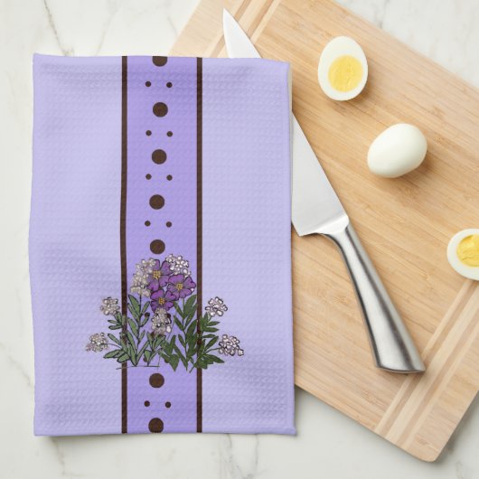 Violet Purple flowers Relax Cup kitchen towel Theedoek (Quarter Fold)