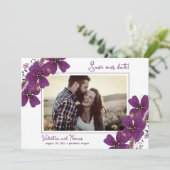 Violet Purple Flowers Save the Date Aankondiging (Staand voorkant)