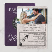 Violet Purple Nashville Passport Wedding Kaart (Voorkant / Achterkant)
