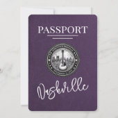 Violet Purple Nashville Passport Wedding Kaart (Achterkant)