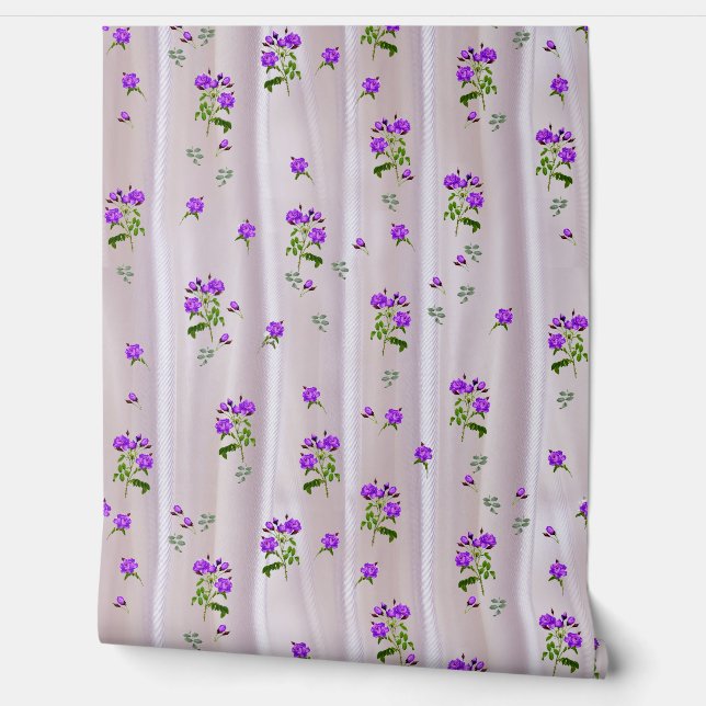 Violet Purplish-Rozen op Magenta-Pink Silk Behang (Afrollen)
