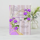 Violet Purplish-Rozen op Magenta-Pink Silk Kaart (Staand voorkant)