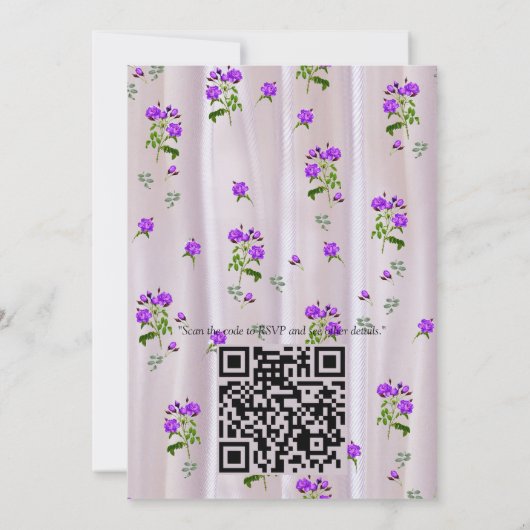 Violet Purplish-Rozen op Magenta-Pink Silk Kaart (Achterkant)