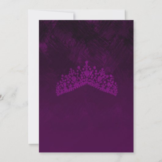 Violet Quinceanera Silver Tiara Uitnodiging (Achterkant)