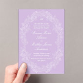 Violet Regency Victorian Antique Classic Wedding Acryl Uitnodigingen (Insitu (Draagbaar))