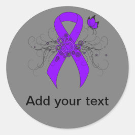 Violet Ribbon Butterfly, Hodgkin-lymfoom Ronde Sticker