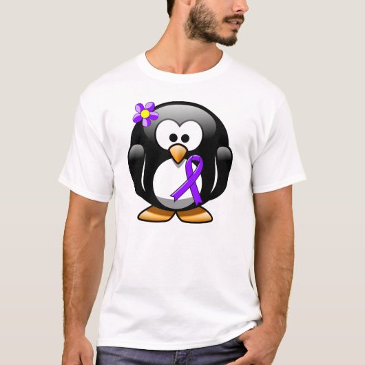 Violet Ribbon Penguin, hodgkin-lymfoom T-shirt (Voorkant)