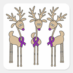 Violet Ribbon Reindeer (Hodgkin-lymfoom) Vierkante Sticker