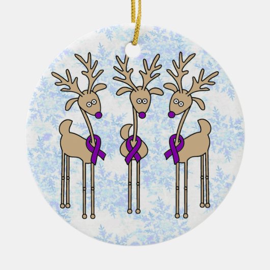 Violet Ribbon Reindeer (Hodgkin's Lymphoma) Keramisch Ornament (Voorkant)