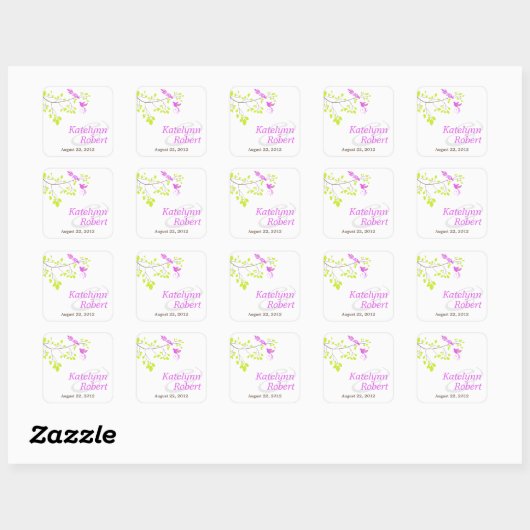Violet Romance bruiloft Square Stickers (Vel)