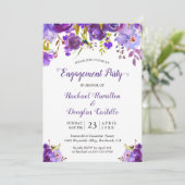 Violet Romance Paarse Floral Engagement Party Kaart (Staand voorkant)