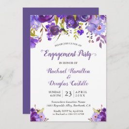 Violet Romance Paarse Floral Engagement Party Kaart