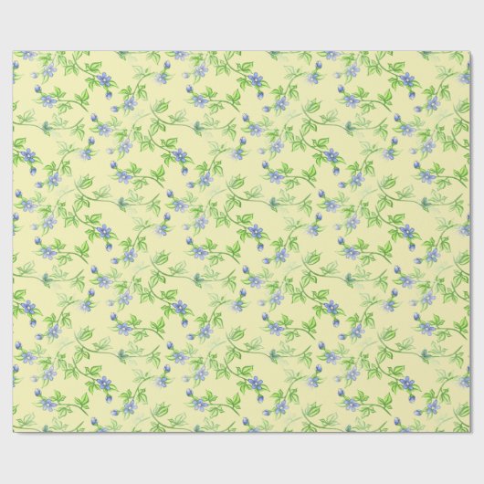 Violet Romantic Floral Pattern Cadeaupapier (Vlak)