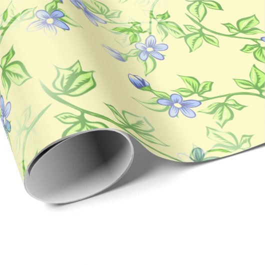 Violet Romantic Floral Pattern Cadeaupapier (Rol Hoek)