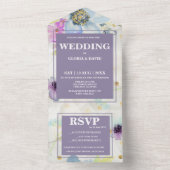 Violet Romantic Mauve Floral in één uitnodiging (Binnen)