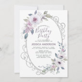 Violet Roos Bloemen Verjaardagsfeest Kaart (Voorkant)