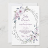 Violet Roos Bloemen Zilver Glitter Meisje Baby sho Kaart (Voorkant)