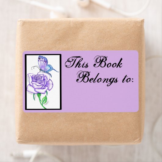 Violet Roos Book Ownership Label ~plum (Insitu)
